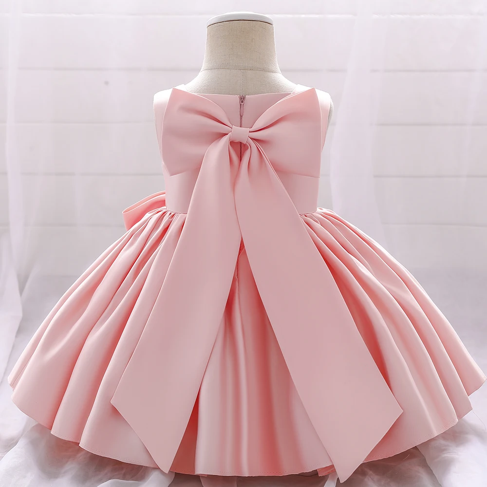Toddler Bow Party Baby Girls Dress Elegant 1st Birthday Baptism Bridesmaids Princess Dresses for Girl Gala Wedding Prom Costumes