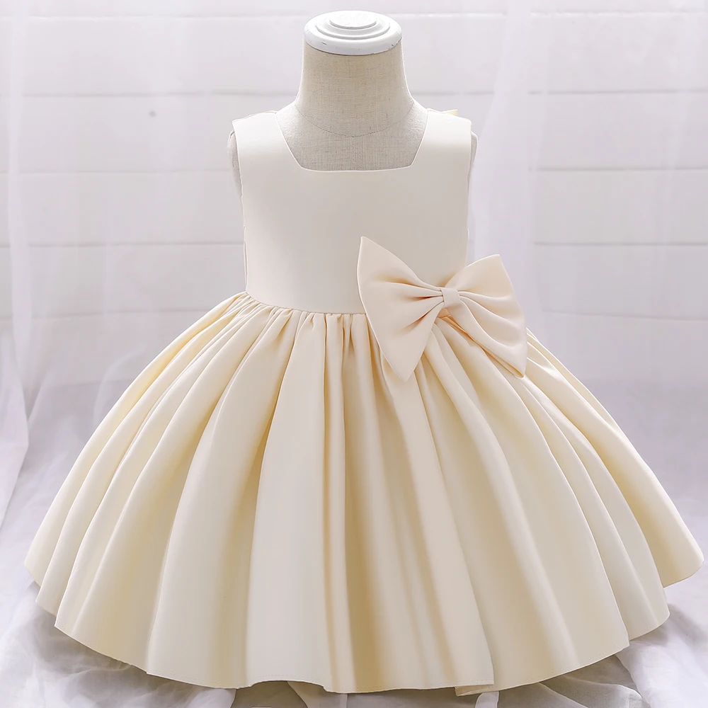 Toddler Bow Party Baby Girls Dress Elegant 1st Birthday Baptism Bridesmaids Princess Dresses for Girl Gala Wedding Prom Costumes