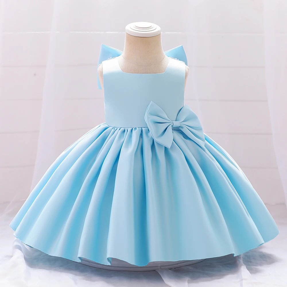 Toddler Bow Party Baby Girls Dress Elegant 1st Birthday Baptism Bridesmaids Princess Dresses for Girl Gala Wedding Prom Costumes