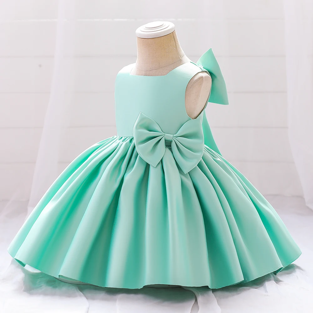 Toddler Bow Party Baby Girls Dress Elegant 1st Birthday Baptism Bridesmaids Princess Dresses for Girl Gala Wedding Prom Costumes