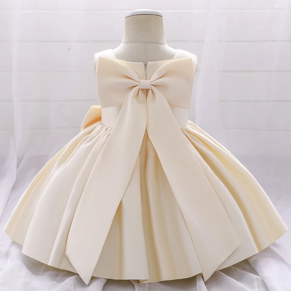 Toddler Bow Party Baby Girls Dress Elegant 1st Birthday Baptism Bridesmaids Princess Dresses for Girl Gala Wedding Prom Costumes