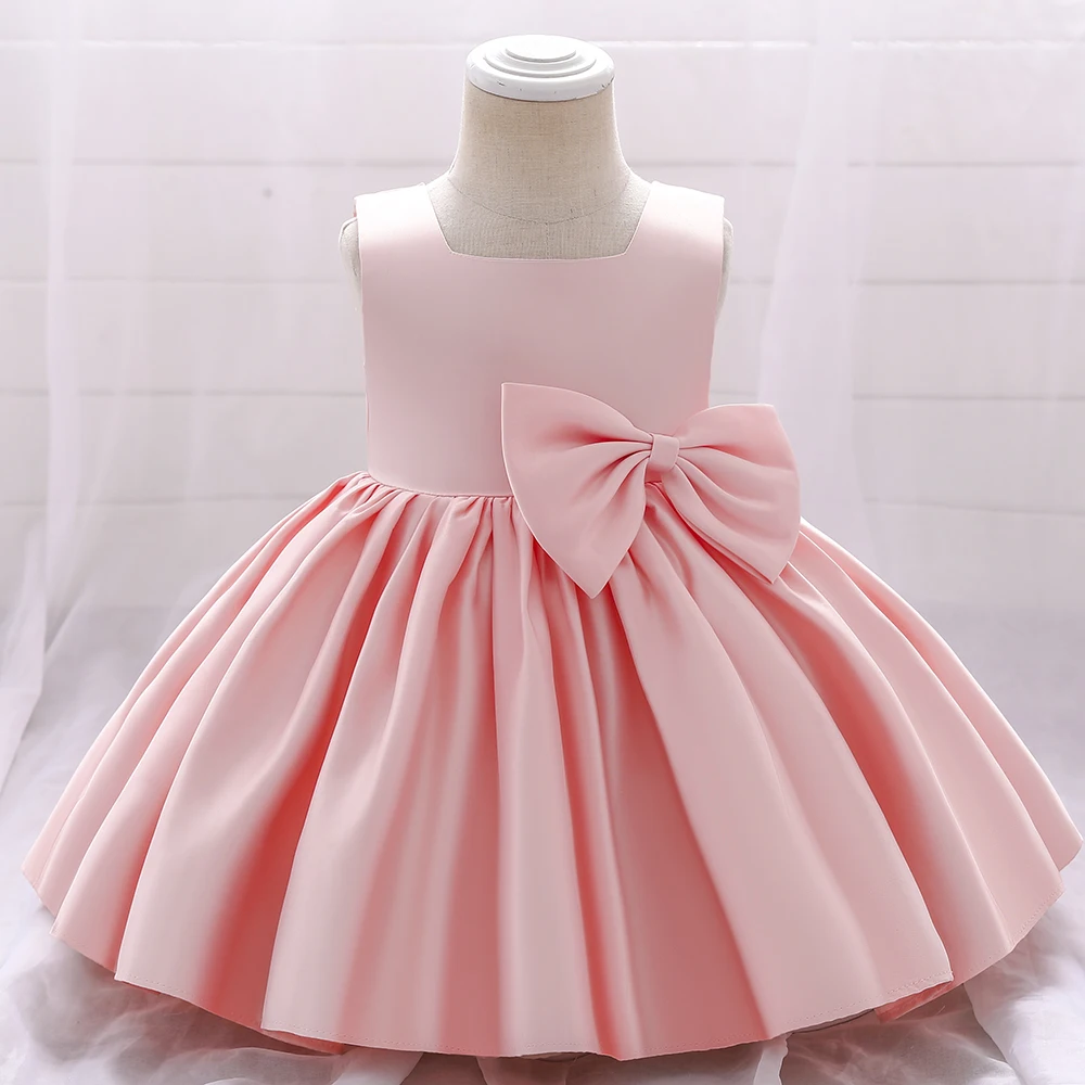 Toddler Bow Party Baby Girls Dress Elegant 1st Birthday Baptism Bridesmaids Princess Dresses for Girl Gala Wedding Prom Costumes