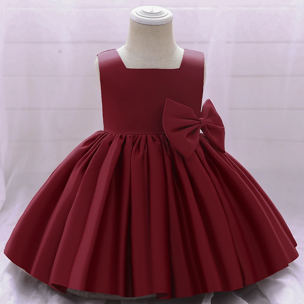 Toddler Bow Party Baby Girls Dress Elegant 1st Birthday Baptism Bridesmaids Princess Dresses for Girl Gala Wedding Prom Costumes