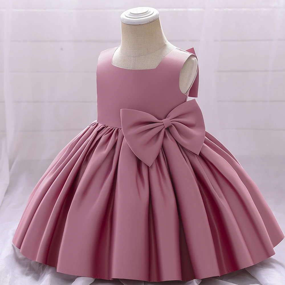 Toddler Bow Party Baby Girls Dress Elegant 1st Birthday Baptism Bridesmaids Princess Dresses for Girl Gala Wedding Prom Costumes