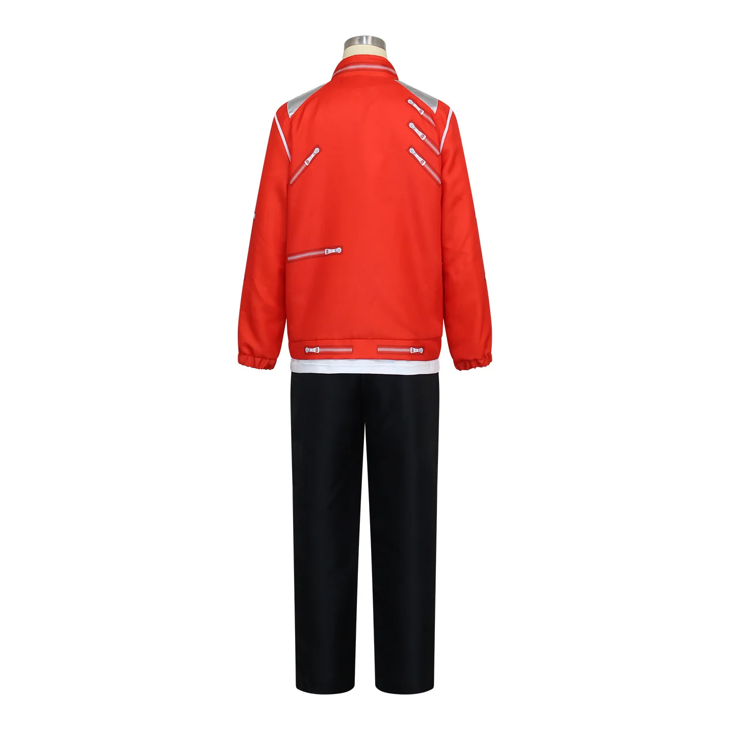 Boys Moonwalk Red Jacket Costume Set Piano Print T Shirt Black Pants For Kids Stage Show Halloween Singer Cosplay Outfit