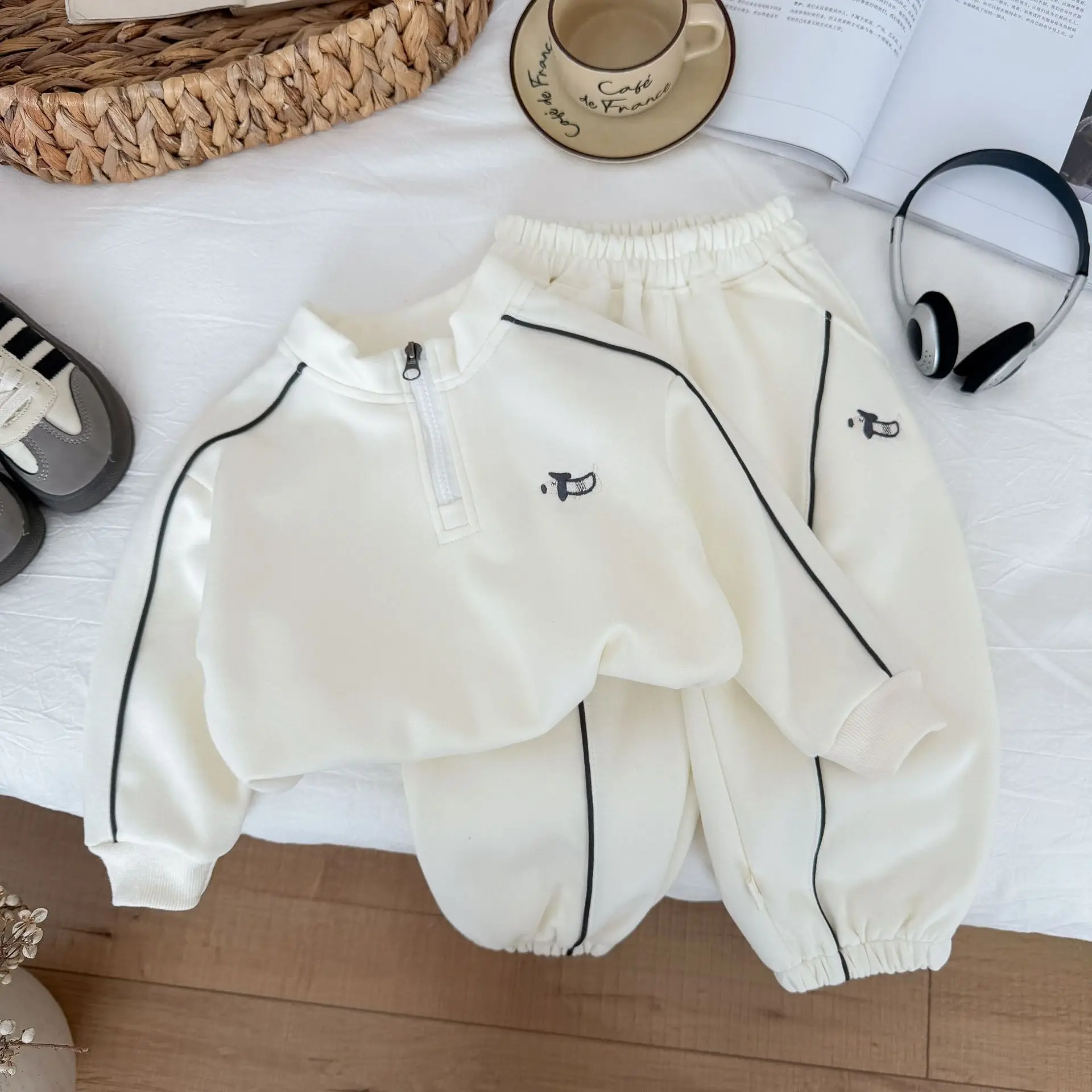 Children's Clothing Sweatshirt Sets 2026 New Autumn Boys Girls Long Sleeves Half Zipper Tops+Pants 2PCS Kids Tracksuit 1-14Years