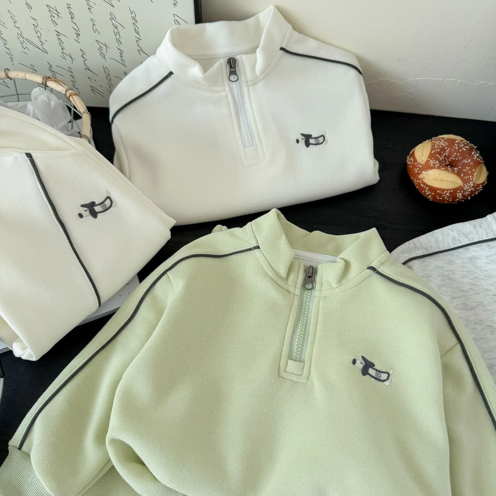 Children's Clothing Sweatshirt Sets 2026 New Autumn Boys Girls Long Sleeves Half Zipper Tops+Pants 2PCS Kids Tracksuit 1-14Years