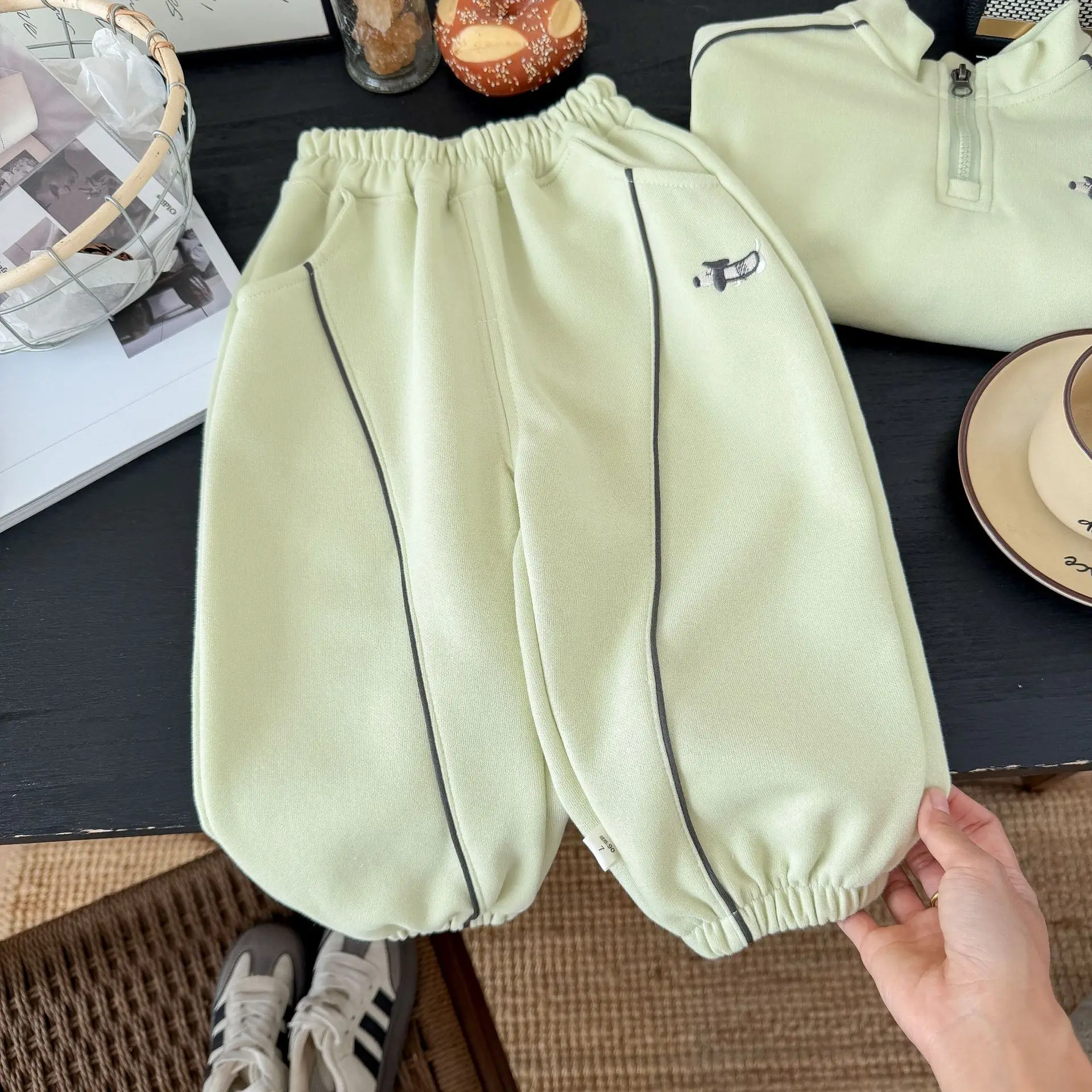 Children's Clothing Sweatshirt Sets 2026 New Autumn Boys Girls Long Sleeves Half Zipper Tops+Pants 2PCS Kids Tracksuit 1-14Years