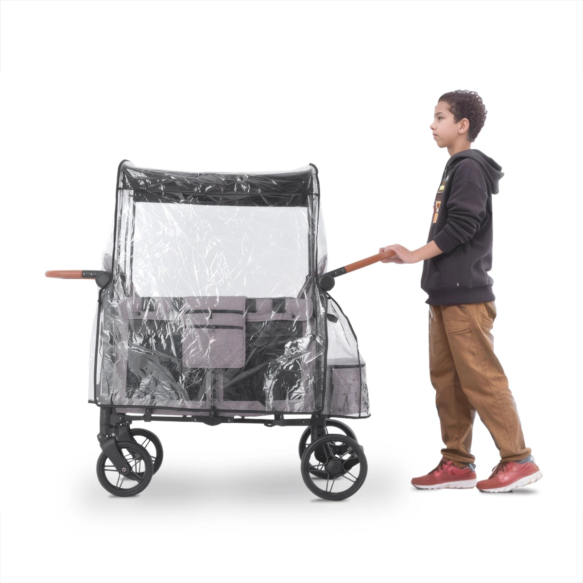 Stroller Wagon Raincover for W4 Original Lightweight Quad Stroller Raincover Compatible with WONDERFOLD W4, Windproof Protection