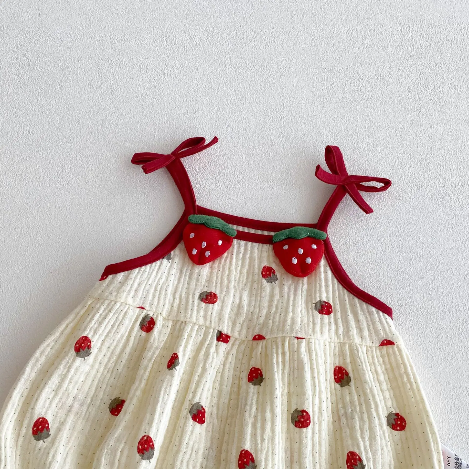 2026 Summer Cute Baby Bodysuit Strawberry Pattern Camisole One Piece Clothing Yellow Sleeveless Clothes for Toddler Girls