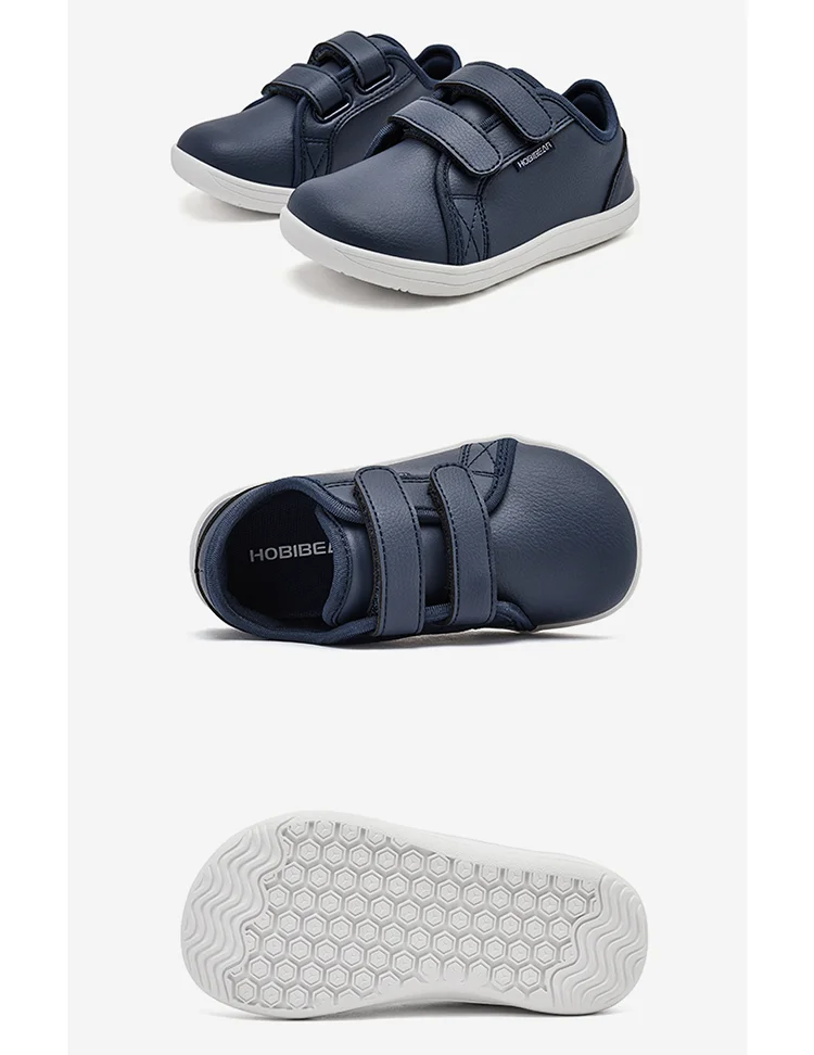 HOBIBEAR Kids Barefoot Shoes Little/Big/Kid Wide Toe Minimalist Sneakers Lightweight Hook Loop Artificial Leather Shoes