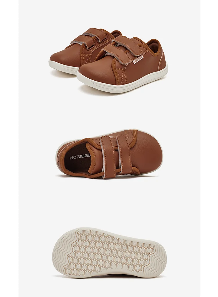 HOBIBEAR Kids Barefoot Shoes Little/Big/Kid Wide Toe Minimalist Sneakers Lightweight Hook Loop Artificial Leather Shoes