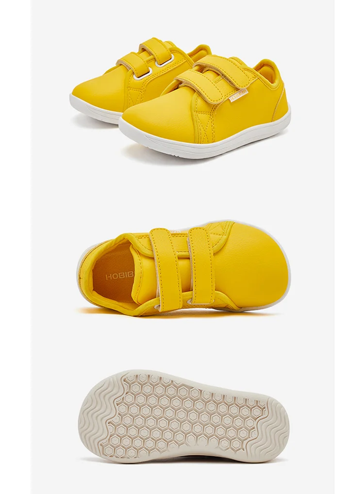 HOBIBEAR Kids Barefoot Shoes Little/Big/Kid Wide Toe Minimalist Sneakers Lightweight Hook Loop Artificial Leather Shoes