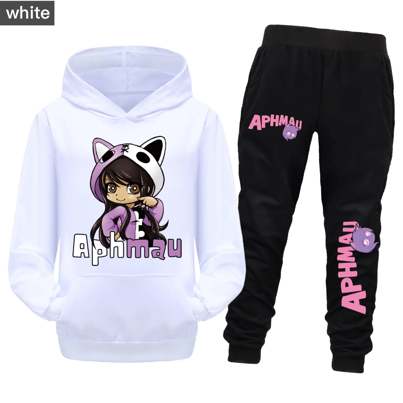 Aaron APHMAU Cat Clothes Set Kids Hooded Sweatshirts Jogging Pants 2pcs Suit Baby Boys Clothing Sets Toddler Girls Outfits