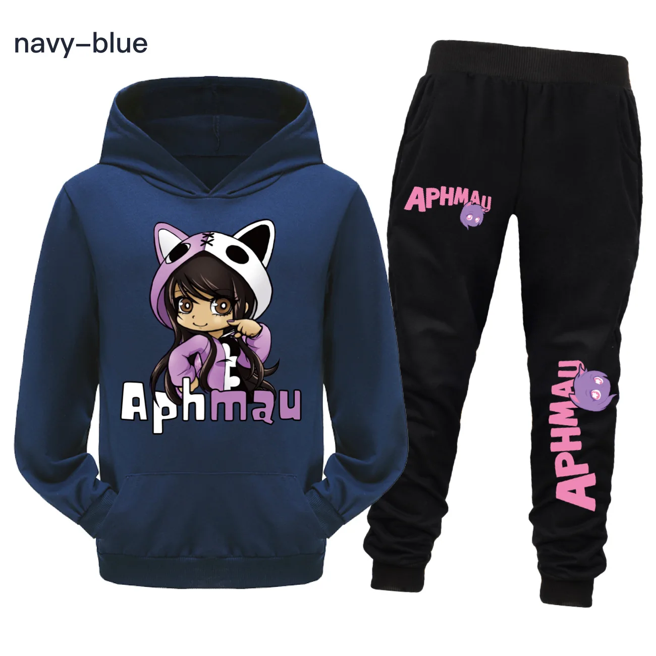Aaron APHMAU Cat Clothes Set Kids Hooded Sweatshirts Jogging Pants 2pcs Suit Baby Boys Clothing Sets Toddler Girls Outfits