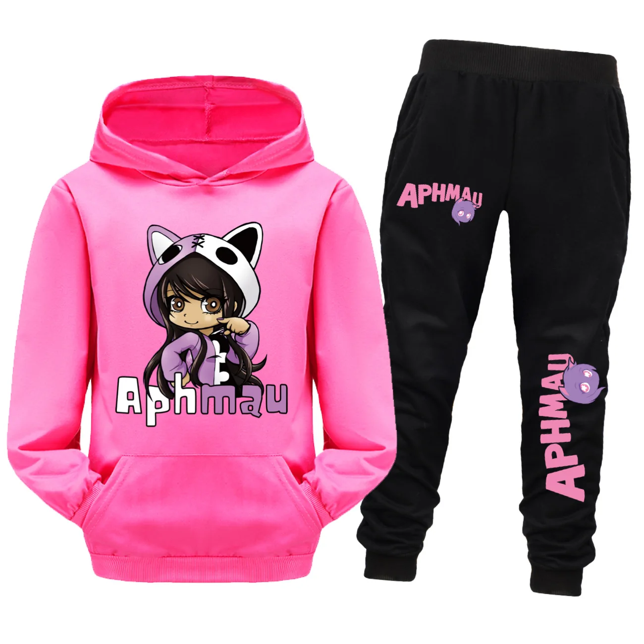 Aaron APHMAU Cat Clothes Set Kids Hooded Sweatshirts Jogging Pants 2pcs Suit Baby Boys Clothing Sets Toddler Girls Outfits