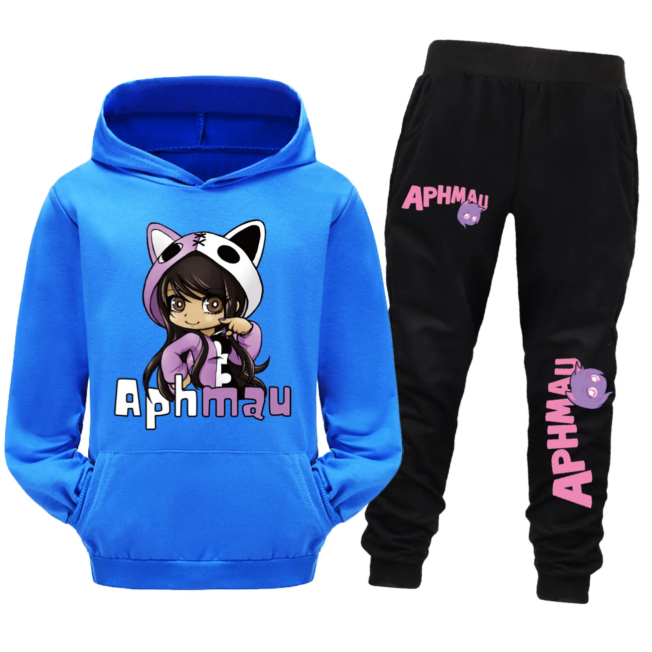 Aaron APHMAU Cat Clothes Set Kids Hooded Sweatshirts Jogging Pants 2pcs Suit Baby Boys Clothing Sets Toddler Girls Outfits