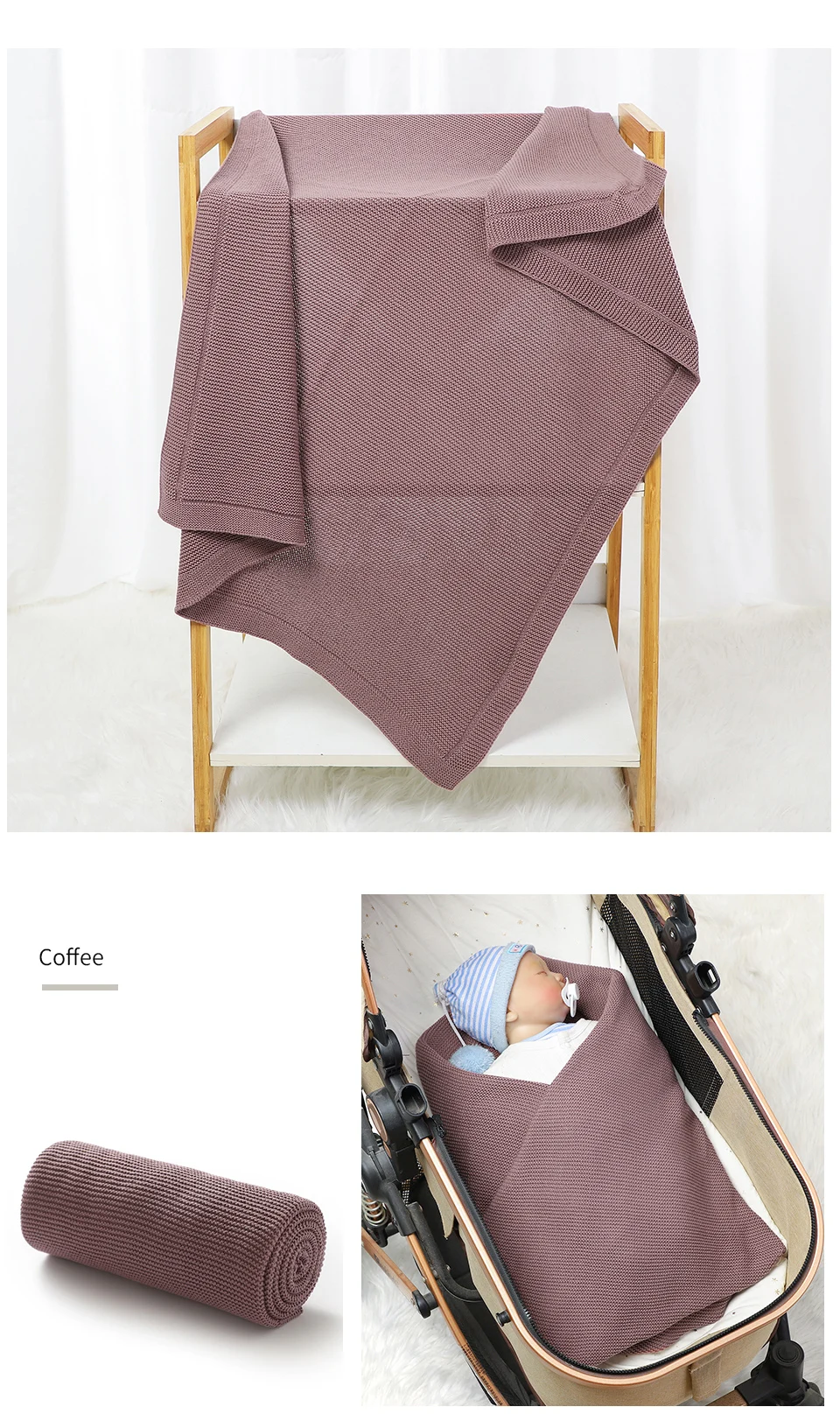 Baby Blankets 100*80cm Cotton Knit Newborn Infant Boys Girls Stroller Bed Swaddle Wrap Quilts Super Soft Toddler Receiving Mats