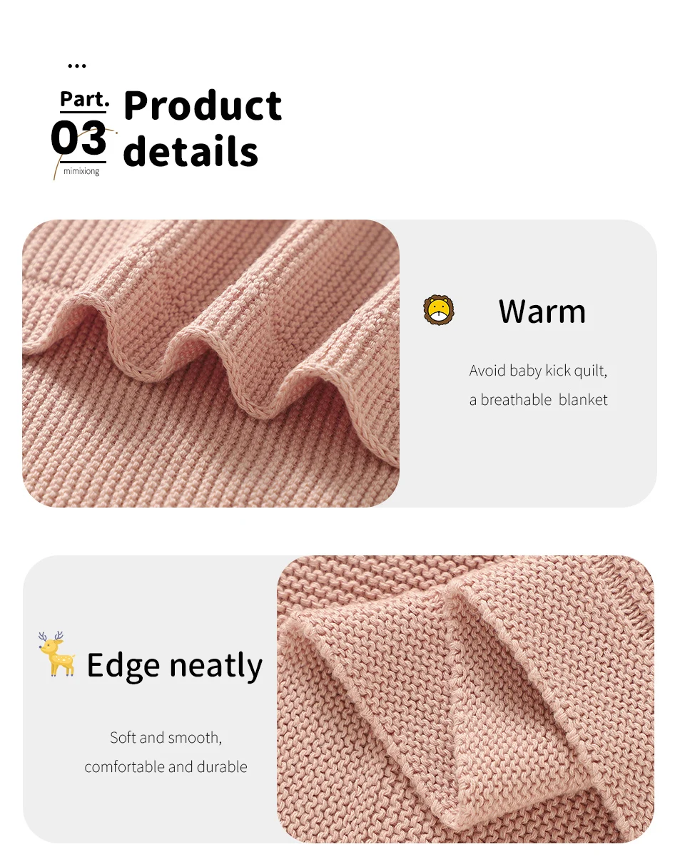 Baby Blankets 100*80cm Cotton Knit Newborn Infant Boys Girls Stroller Bed Swaddle Wrap Quilts Super Soft Toddler Receiving Mats
