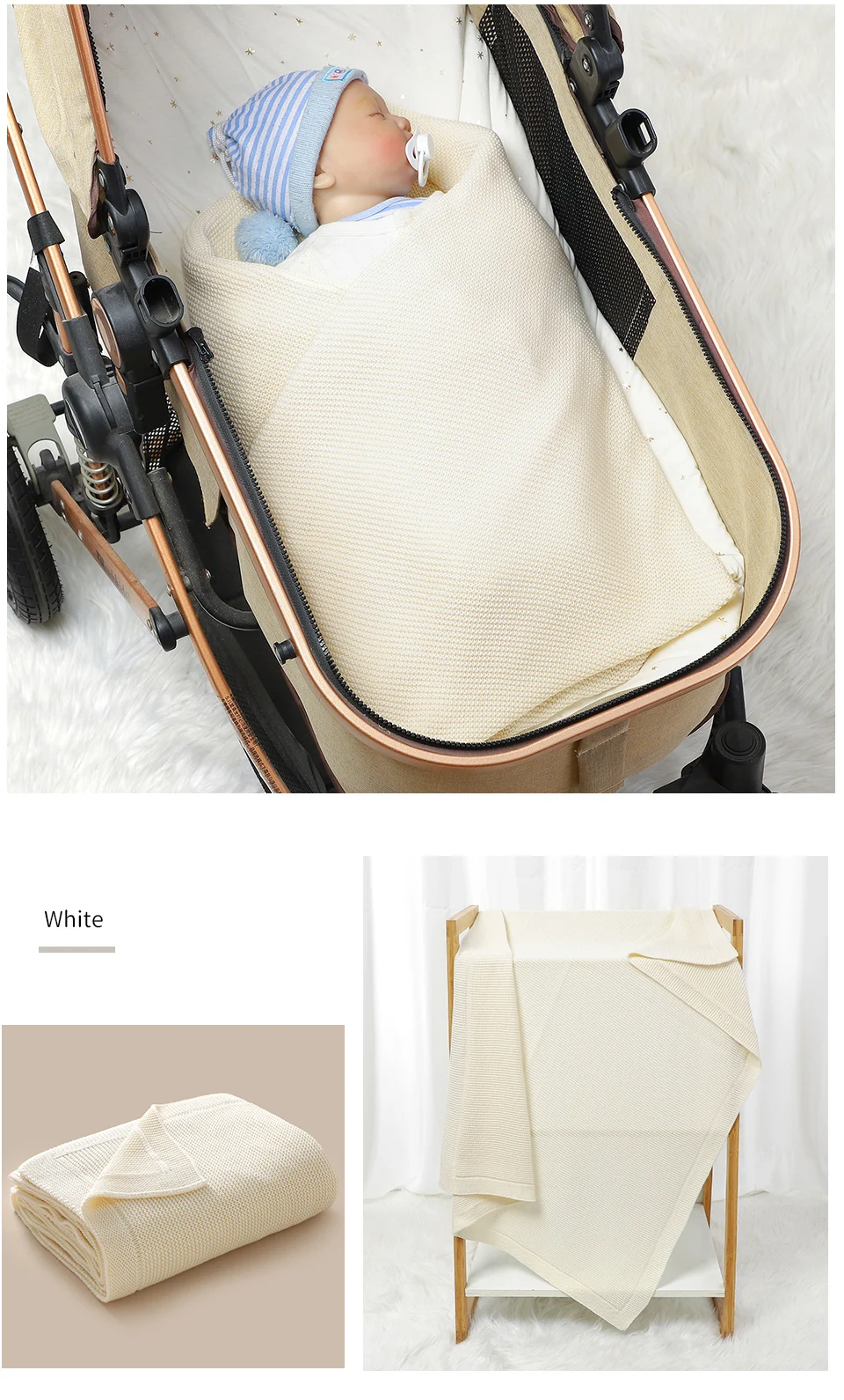 Baby Blankets 100*80cm Cotton Knit Newborn Infant Boys Girls Stroller Bed Swaddle Wrap Quilts Super Soft Toddler Receiving Mats