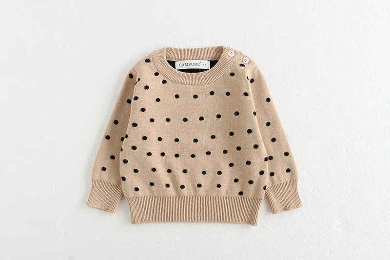 Classic Spring Baby Sweatshirt with Shoulder Buckle 0-3Y Toddler Stripe Knitted Pullover Girls and Boys Loose Base Tops Sweater