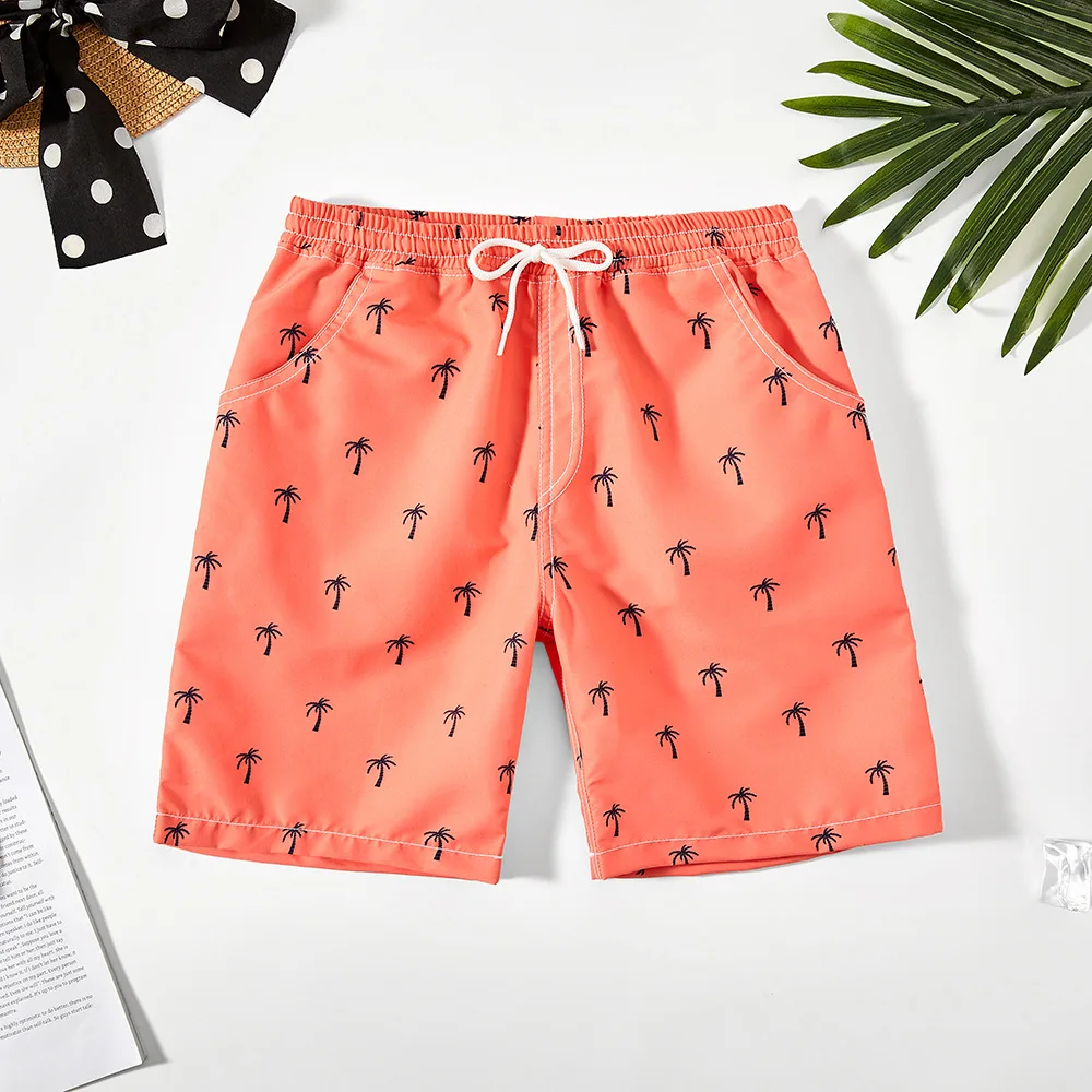Kids Boys Swimming Shorts Tree Print Beach Short Pant Polyester Quickdry Boy's Swimwear Summer Beachwear Age 5-14Y Youngsters