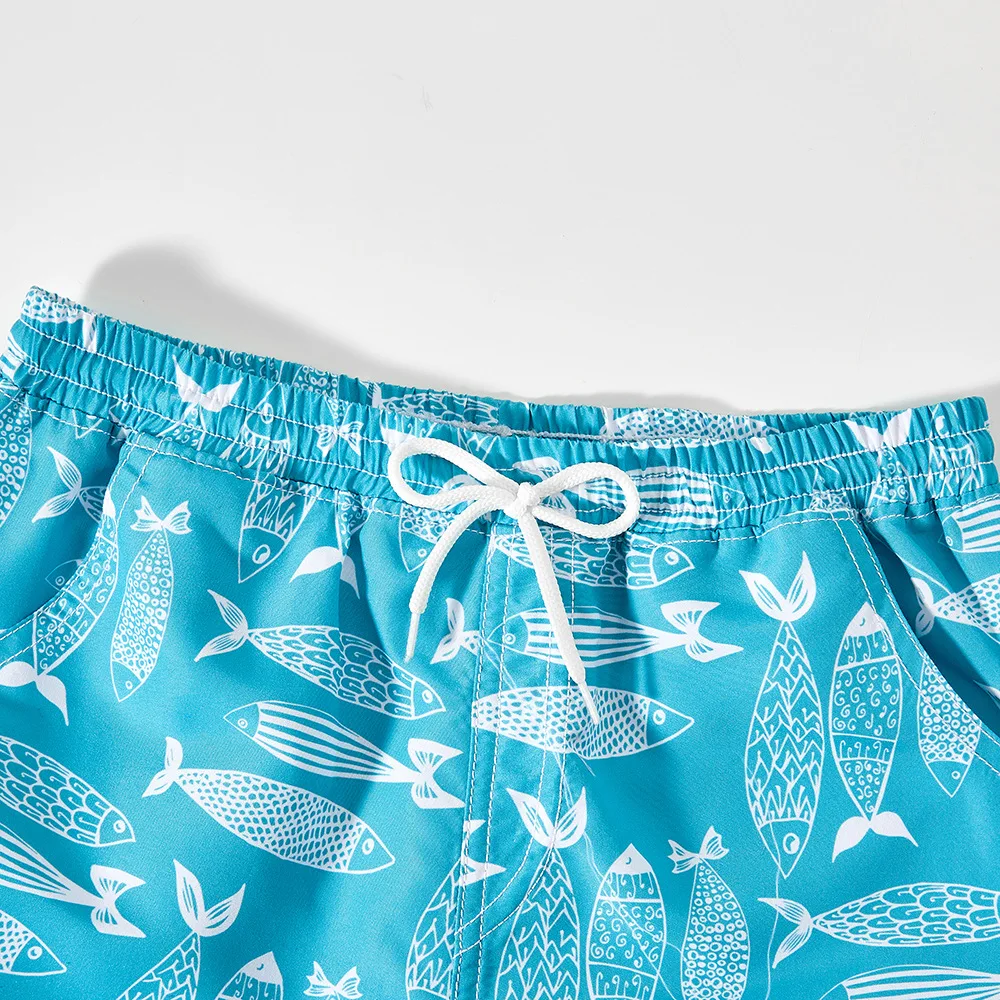 Kids Boys Swimming Shorts Tree Print Beach Short Pant Polyester Quickdry Boy's Swimwear Summer Beachwear Age 5-14Y Youngsters