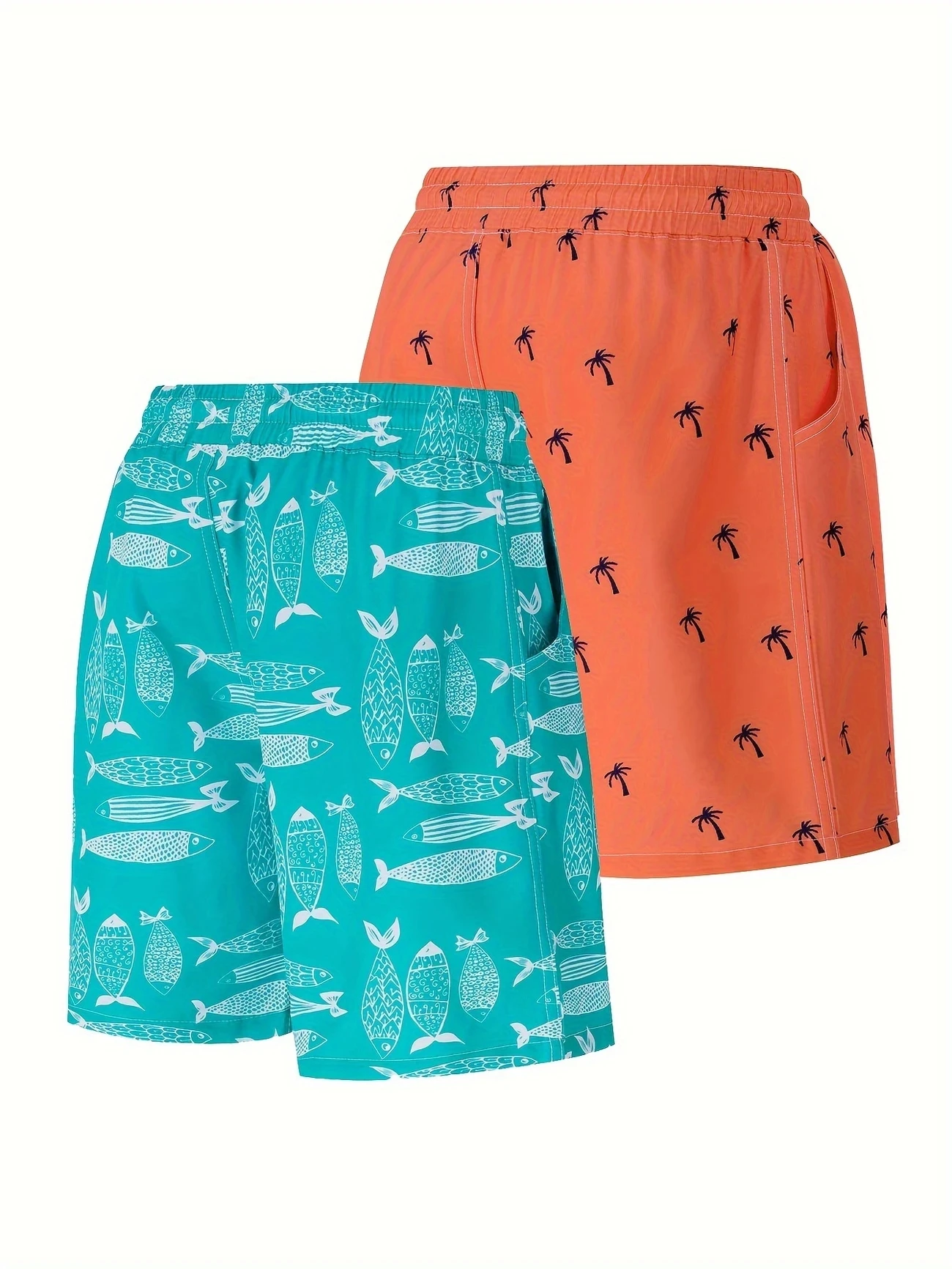 Kids Boys Swimming Shorts Tree Print Beach Short Pant Polyester Quickdry Boy's Swimwear Summer Beachwear Age 5-14Y Youngsters