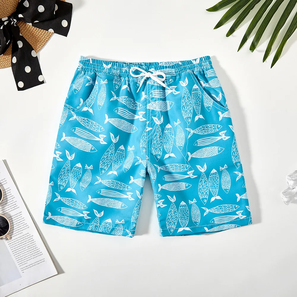 Kids Boys Swimming Shorts Tree Print Beach Short Pant Polyester Quickdry Boy's Swimwear Summer Beachwear Age 5-14Y Youngsters