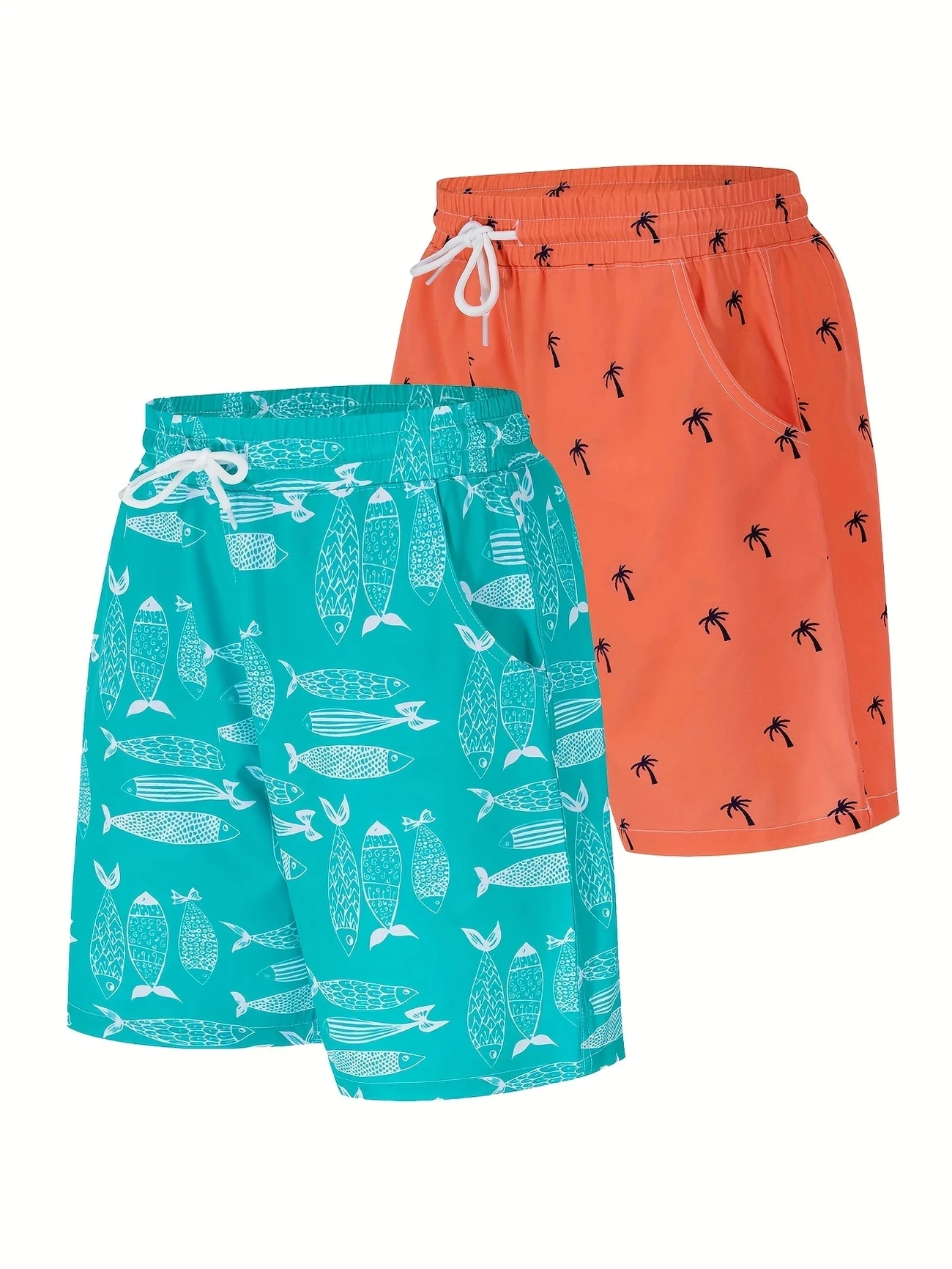 Kids Boys Swimming Shorts Tree Print Beach Short Pant Polyester Quickdry Boy's Swimwear Summer Beachwear Age 5-14Y Youngsters