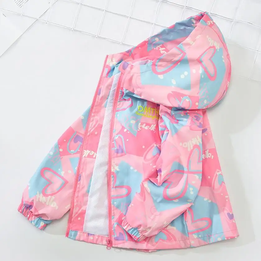 Korean Fashion Jacket For Girls Teenager Casual Gradient Hooded Coat Boys Blazer Spring Autumn Windproof Sweet Coats Windbreaker