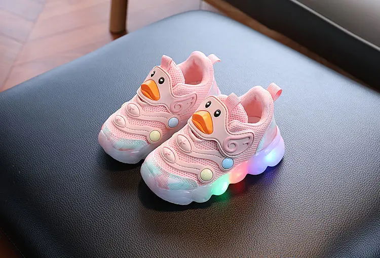 New LED Light-up Cartoon Sneakers for Toddlers - Soft Sole Running Shoes for Boys & Girls, Baby Glowing Sport Shoes