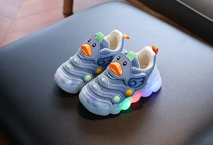 New LED Light-up Cartoon Sneakers for Toddlers - Soft Sole Running Shoes for Boys & Girls, Baby Glowing Sport Shoes