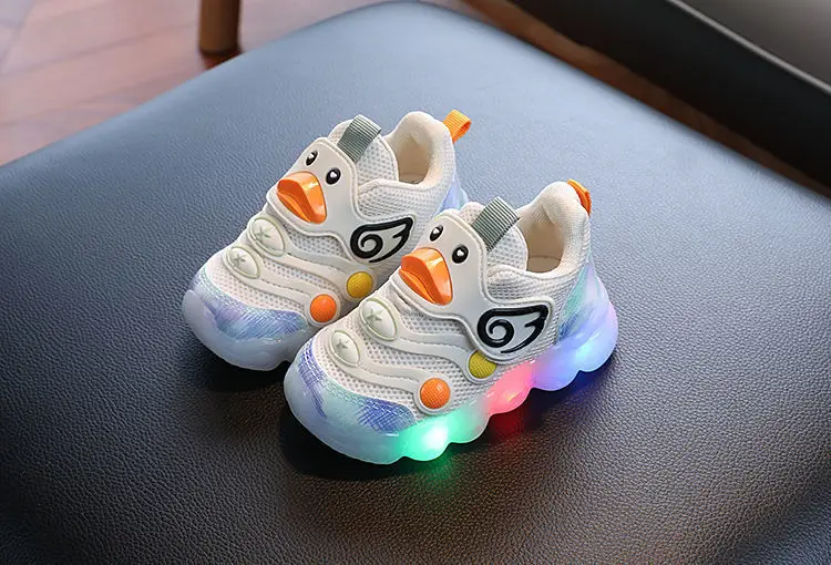 New LED Light-up Cartoon Sneakers for Toddlers - Soft Sole Running Shoes for Boys & Girls, Baby Glowing Sport Shoes
