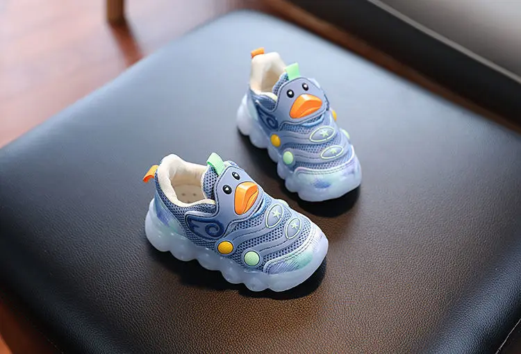 New LED Light-up Cartoon Sneakers for Toddlers - Soft Sole Running Shoes for Boys & Girls, Baby Glowing Sport Shoes
