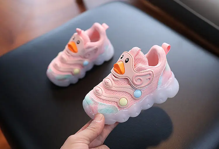 New LED Light-up Cartoon Sneakers for Toddlers - Soft Sole Running Shoes for Boys & Girls, Baby Glowing Sport Shoes