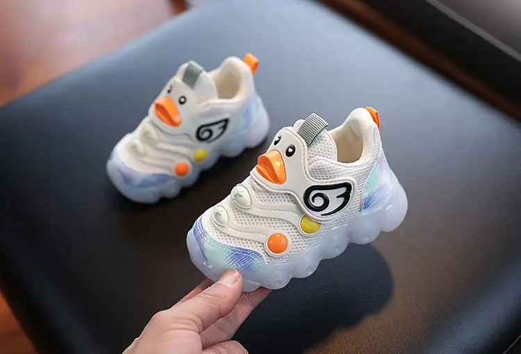 New LED Light-up Cartoon Sneakers for Toddlers - Soft Sole Running Shoes for Boys & Girls, Baby Glowing Sport Shoes
