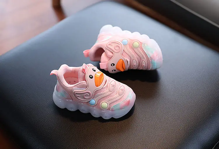 New LED Light-up Cartoon Sneakers for Toddlers - Soft Sole Running Shoes for Boys & Girls, Baby Glowing Sport Shoes