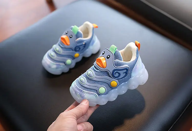New LED Light-up Cartoon Sneakers for Toddlers - Soft Sole Running Shoes for Boys & Girls, Baby Glowing Sport Shoes