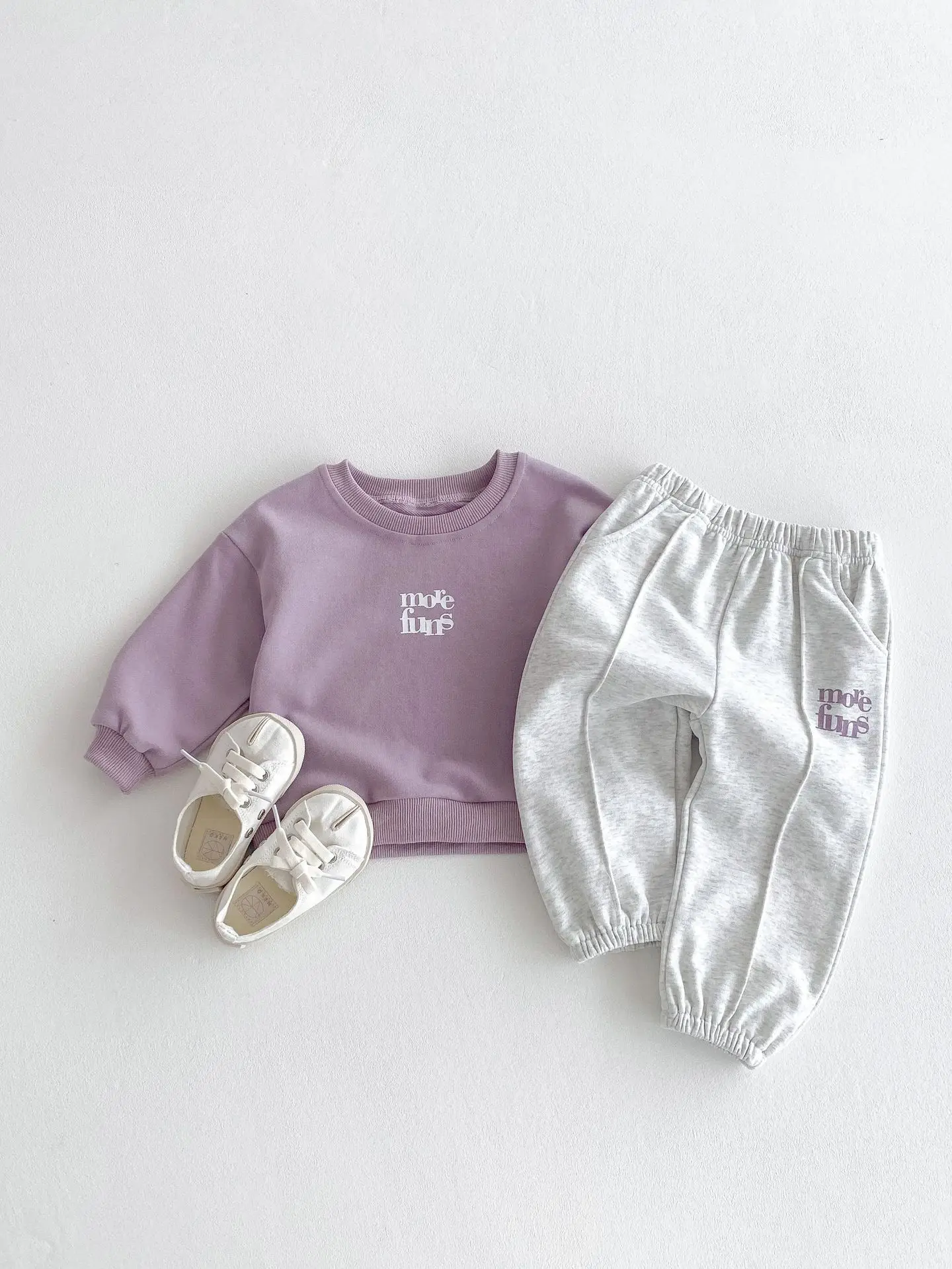 Korean-style Spring/Autumn New Toddler & Kids 2-Piece Set, Pure Cotton Color-Block Sweatshirt & Joggers