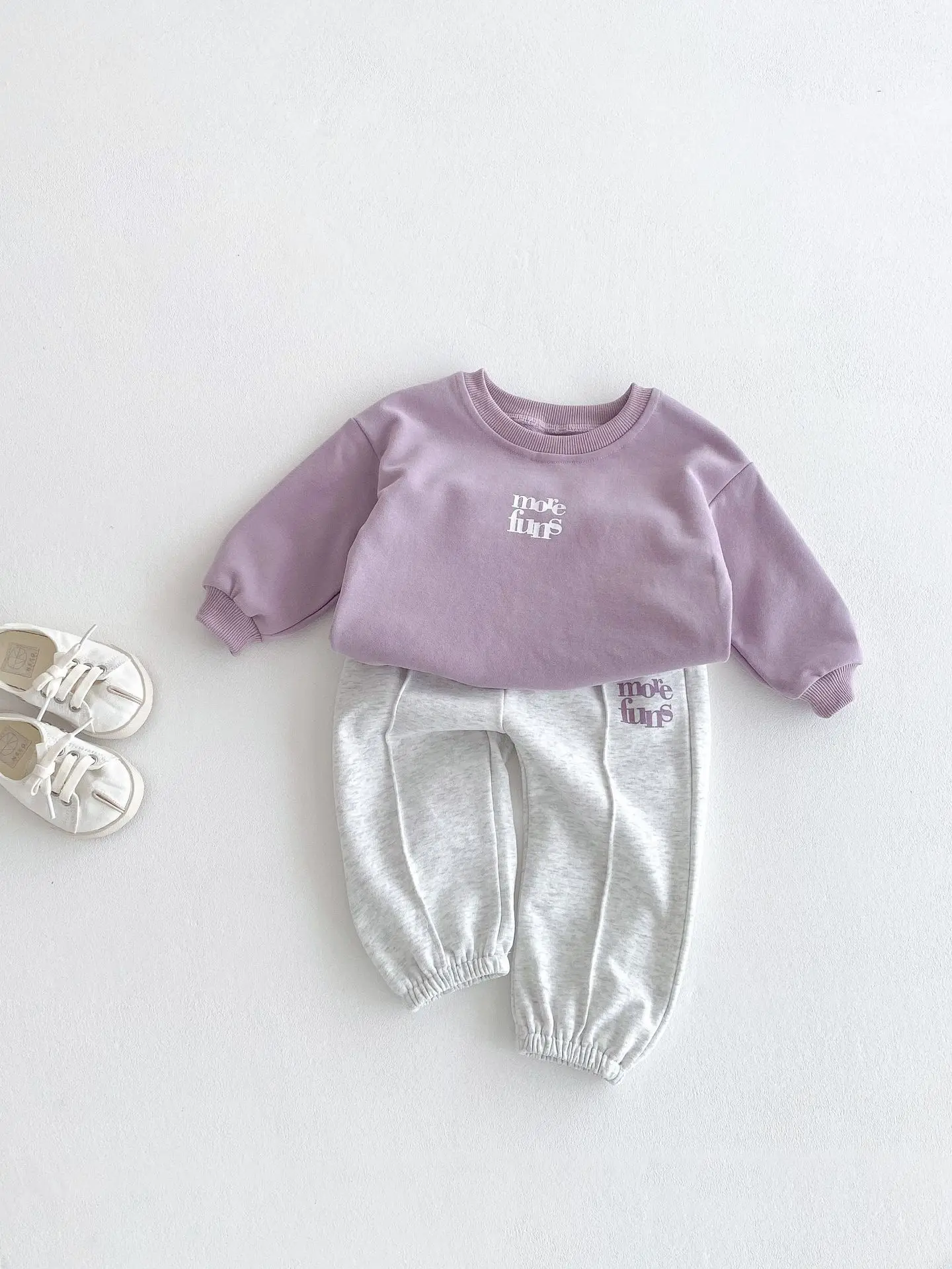 Korean-style Spring/Autumn New Toddler & Kids 2-Piece Set, Pure Cotton Color-Block Sweatshirt & Joggers