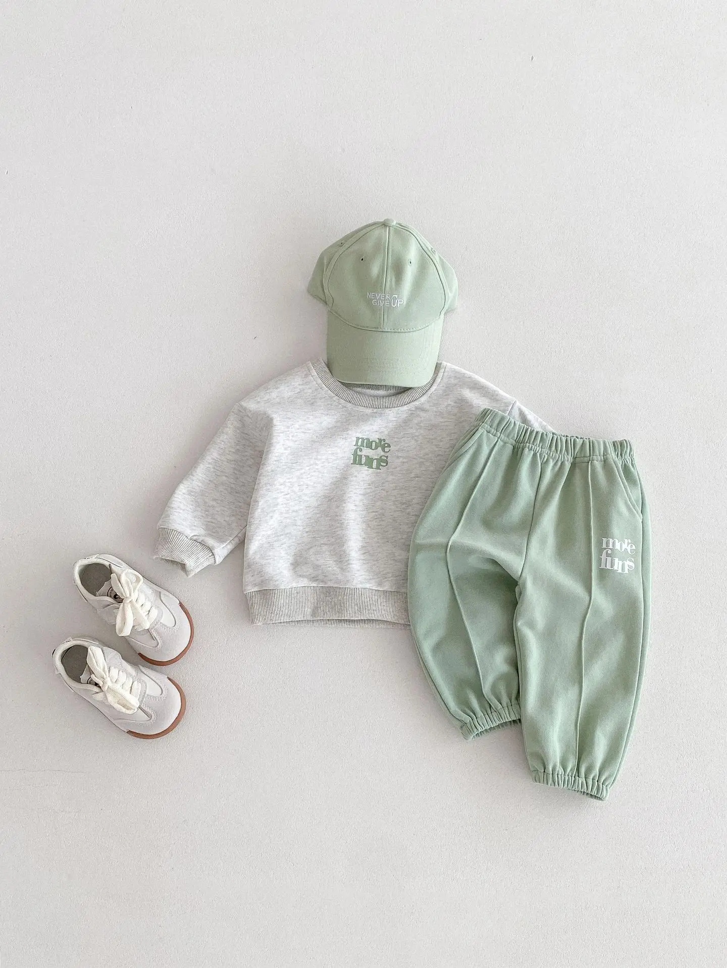 Korean-style Spring/Autumn New Toddler & Kids 2-Piece Set, Pure Cotton Color-Block Sweatshirt & Joggers