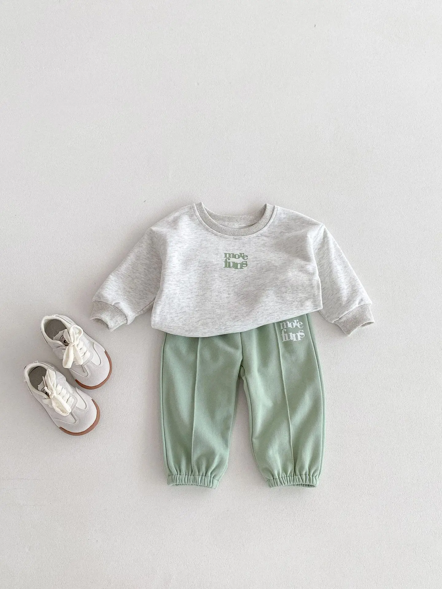 Korean-style Spring/Autumn New Toddler & Kids 2-Piece Set, Pure Cotton Color-Block Sweatshirt & Joggers