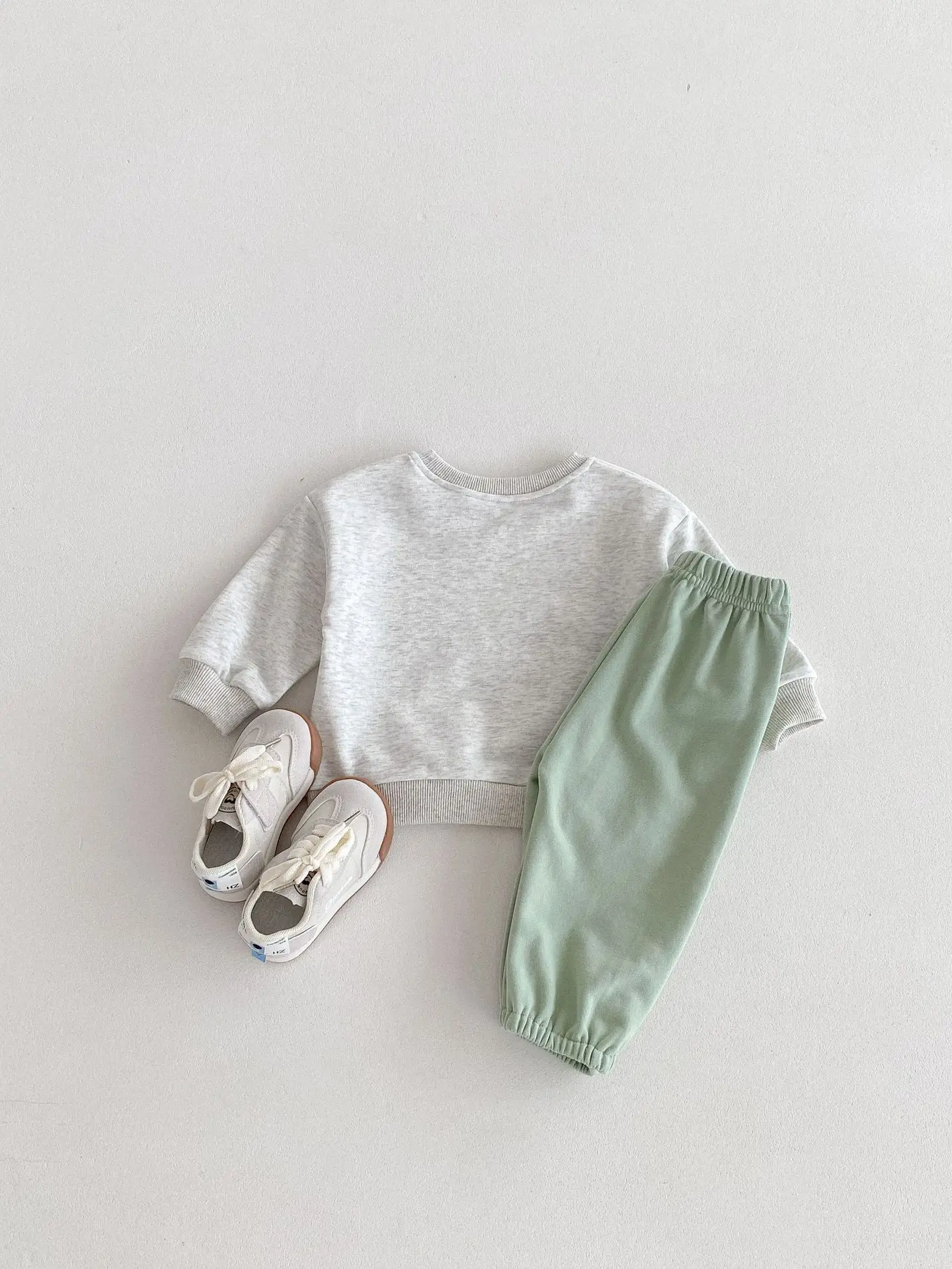Korean-style Spring/Autumn New Toddler & Kids 2-Piece Set, Pure Cotton Color-Block Sweatshirt & Joggers
