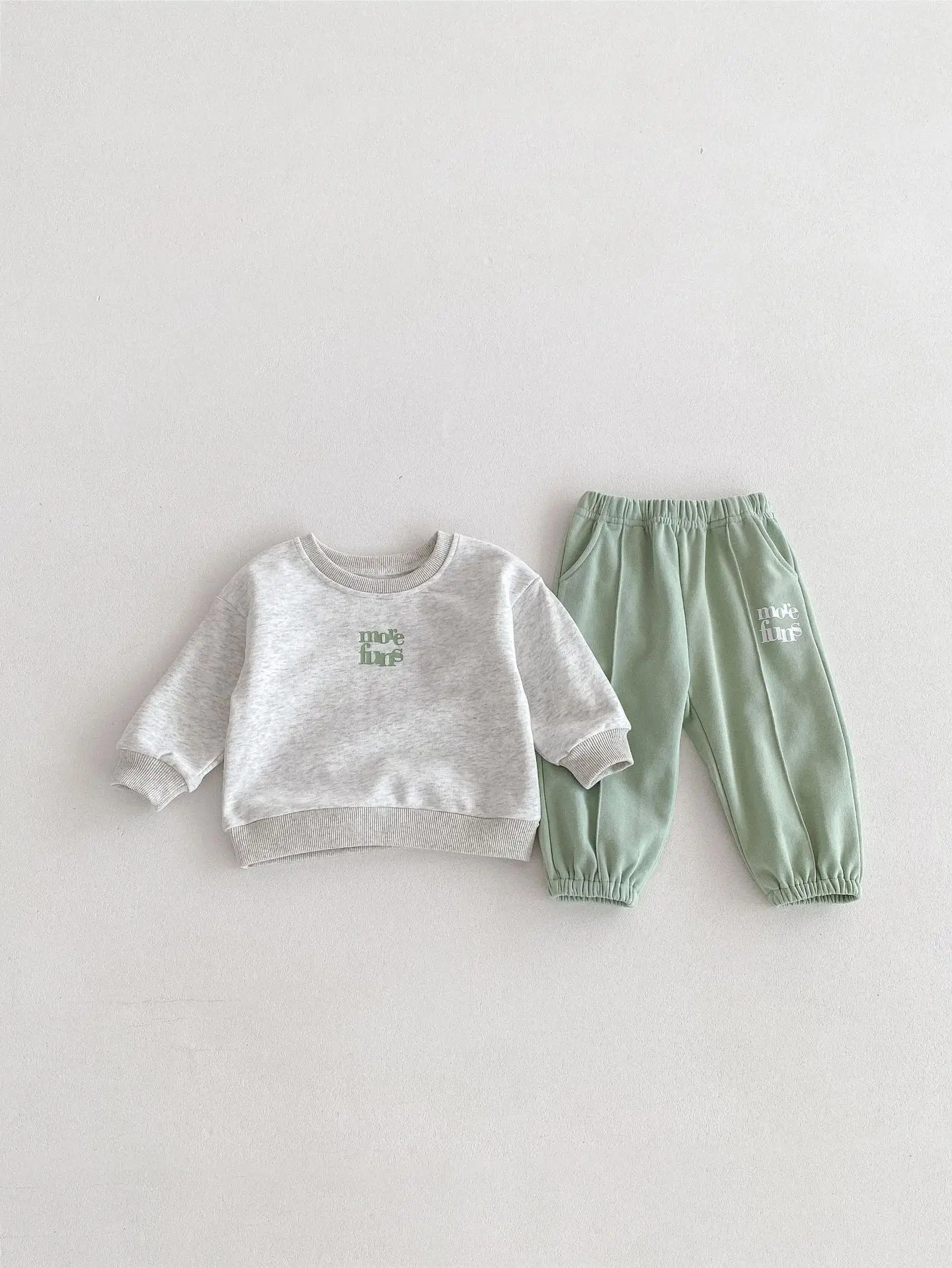 Korean-style Spring/Autumn New Toddler & Kids 2-Piece Set, Pure Cotton Color-Block Sweatshirt & Joggers