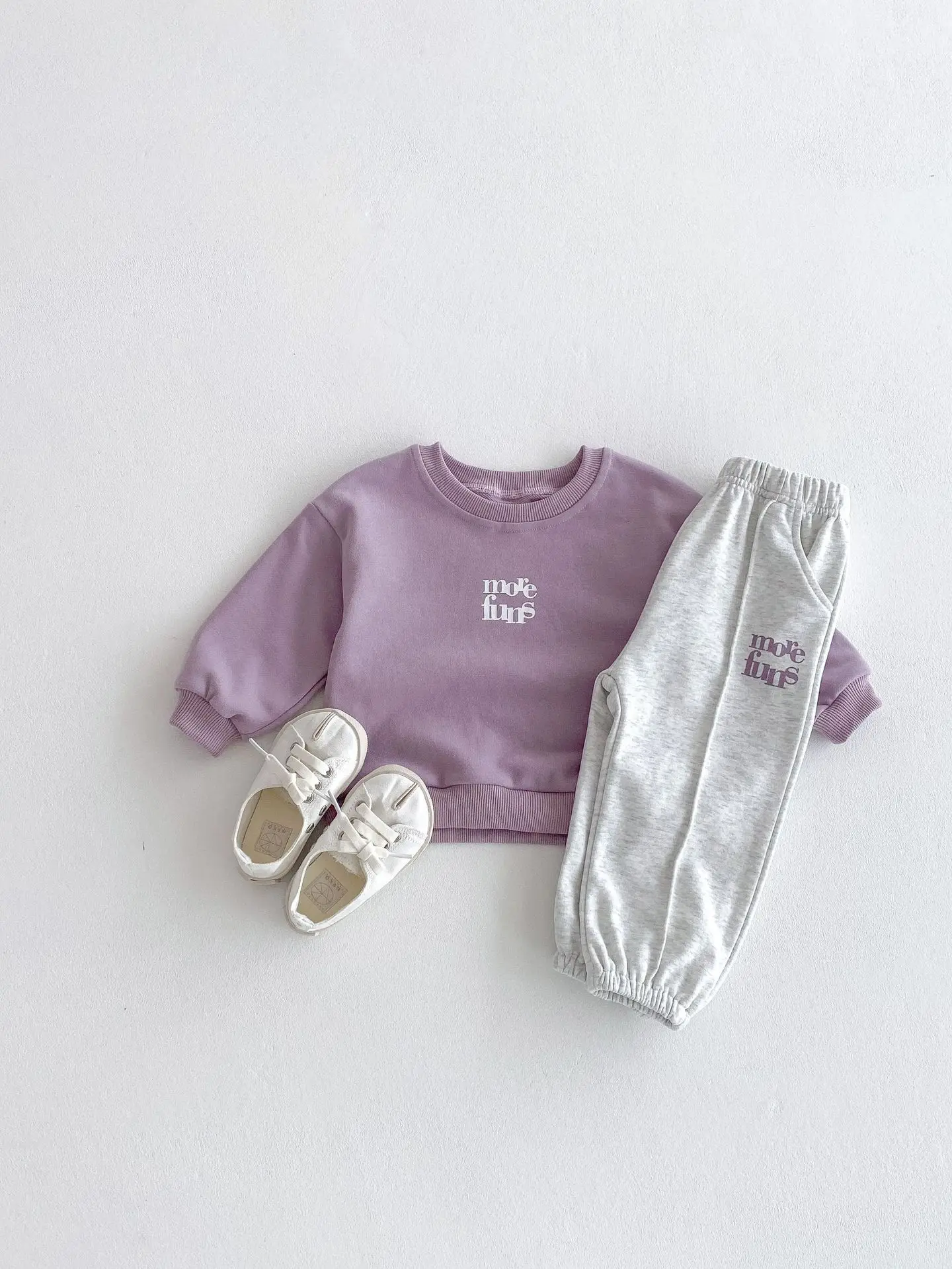 Korean-style Spring/Autumn New Toddler & Kids 2-Piece Set, Pure Cotton Color-Block Sweatshirt & Joggers