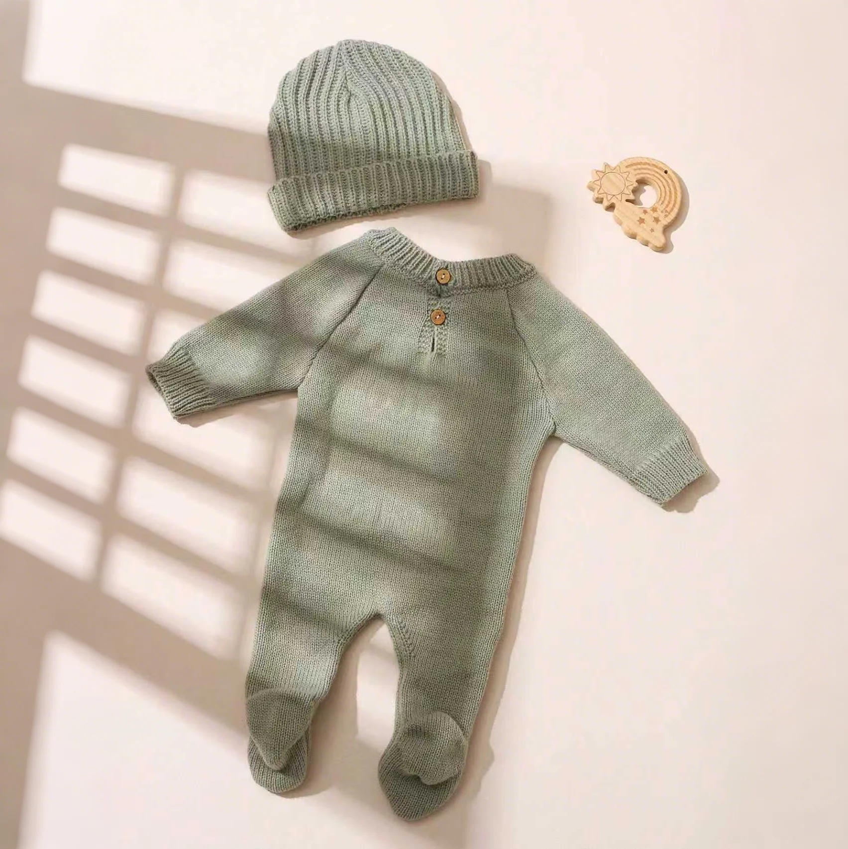 Ylsteed “Hello I'm Here‘ Knitting Newborn Photography Romper with Hat Baby Boy Girl Sweater Photo Shooting Coming Home Outfit-HD