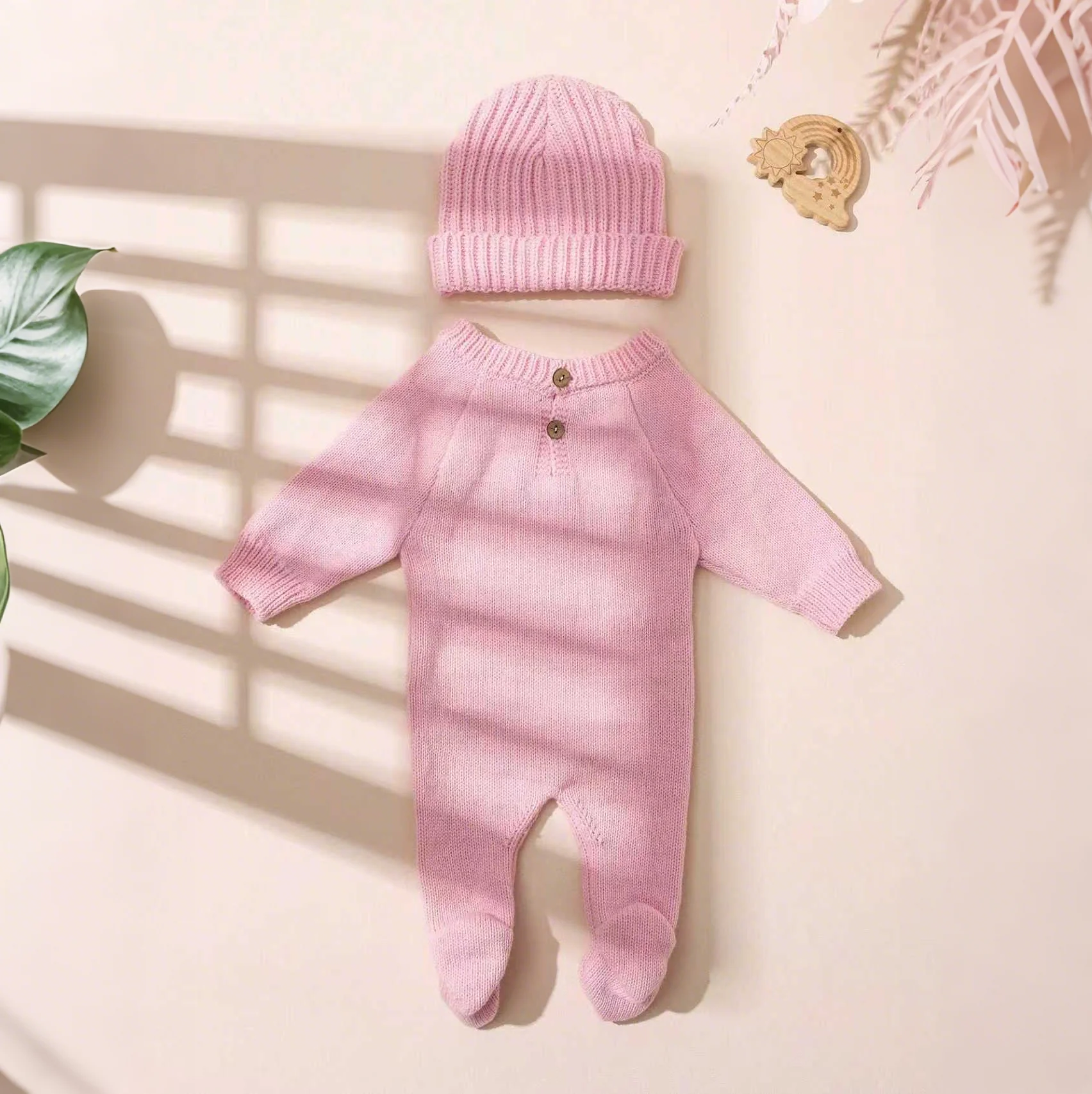 Ylsteed “Hello I'm Here‘ Knitting Newborn Photography Romper with Hat Baby Boy Girl Sweater Photo Shooting Coming Home Outfit-HD