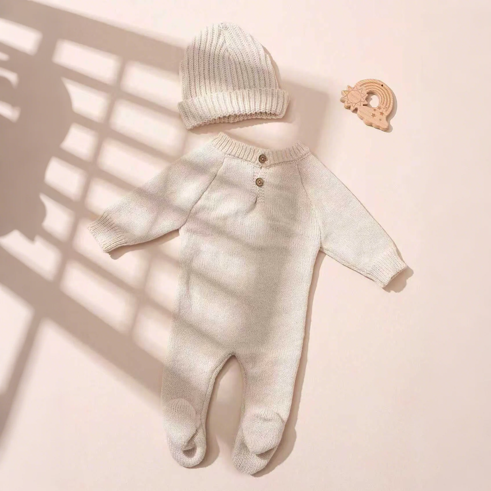 Ylsteed “Hello I'm Here‘ Knitting Newborn Photography Romper with Hat Baby Boy Girl Sweater Photo Shooting Coming Home Outfit-HD