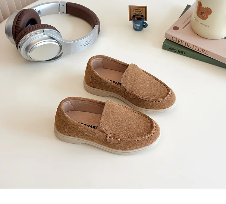 Children Slip-on Shoes Spring Autumn Kids Loafers Boys Casual Shoes Soft Suede Leather Shoes For Boy Beige, Brown, Blue